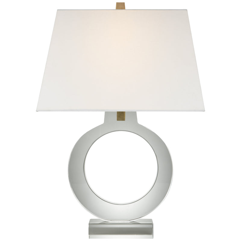 Chapman & Myers Ring Form Large Table Lamp in Crystal with Linen Shade