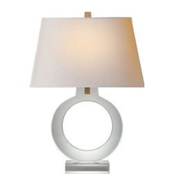 Chapman & Myers Ring Form Large Table Lamp in Crystal with Natural Paper Shade