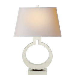 Chapman & Myers Ring Form Large Table Lamp in Polished Nickel with Natural Paper Shade