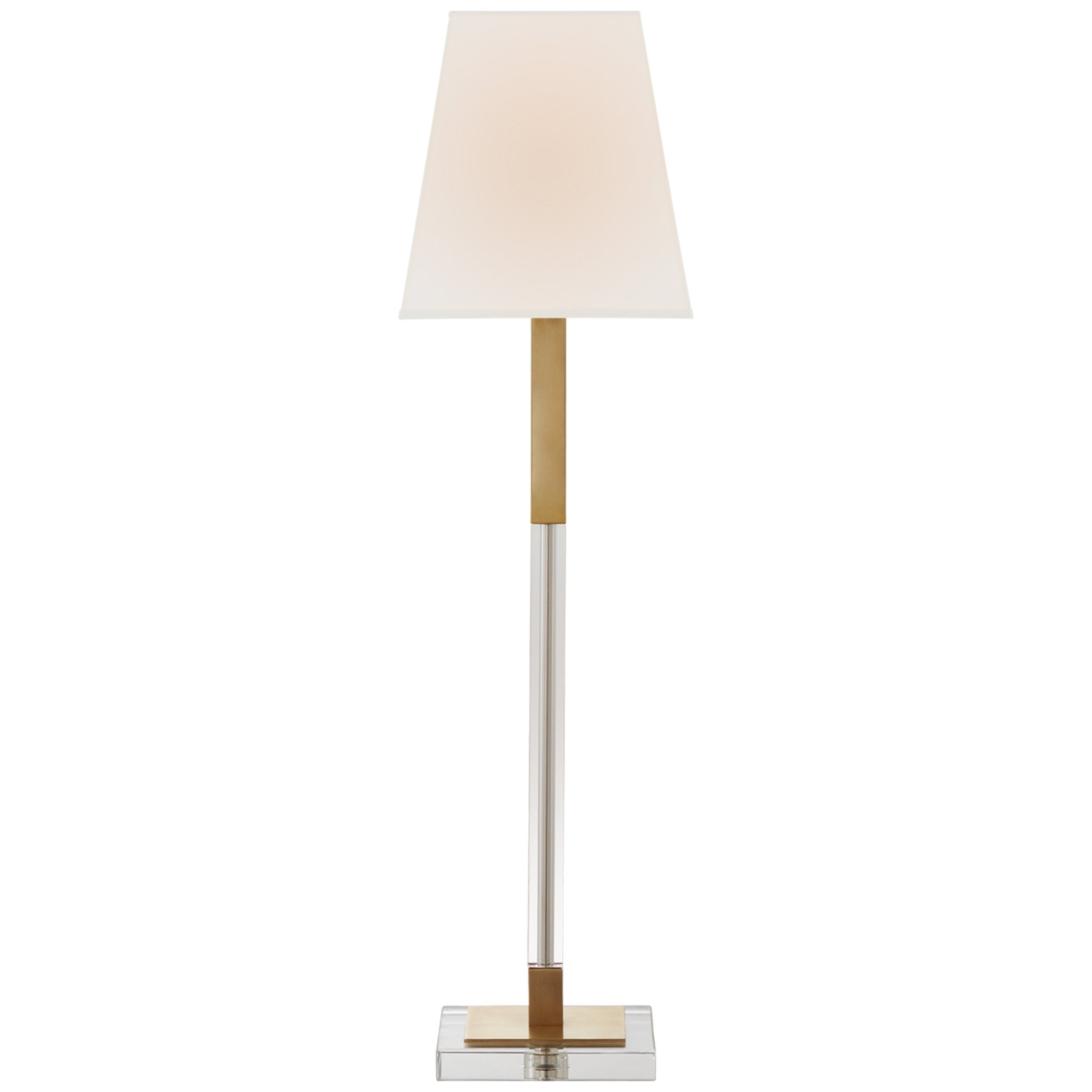 Chapman & Myers Reagan Buffet Lamp in Antique-Burnished Brass and Crystal with Linen Shade
