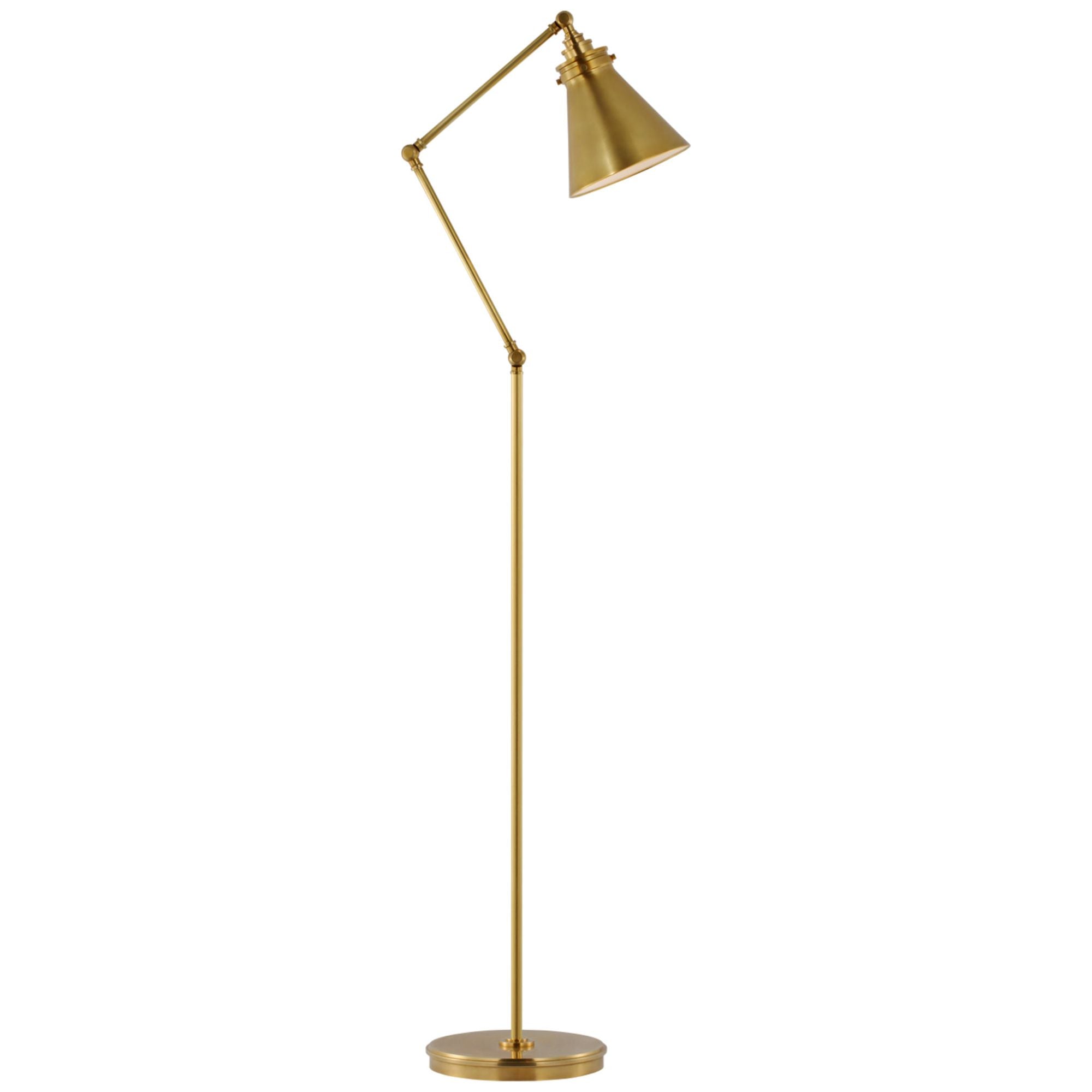 Chapman & Myers Parkington Medium Articulating Floor Lamp in Antique-Burnished Brass W10" x H48.25" - 56"