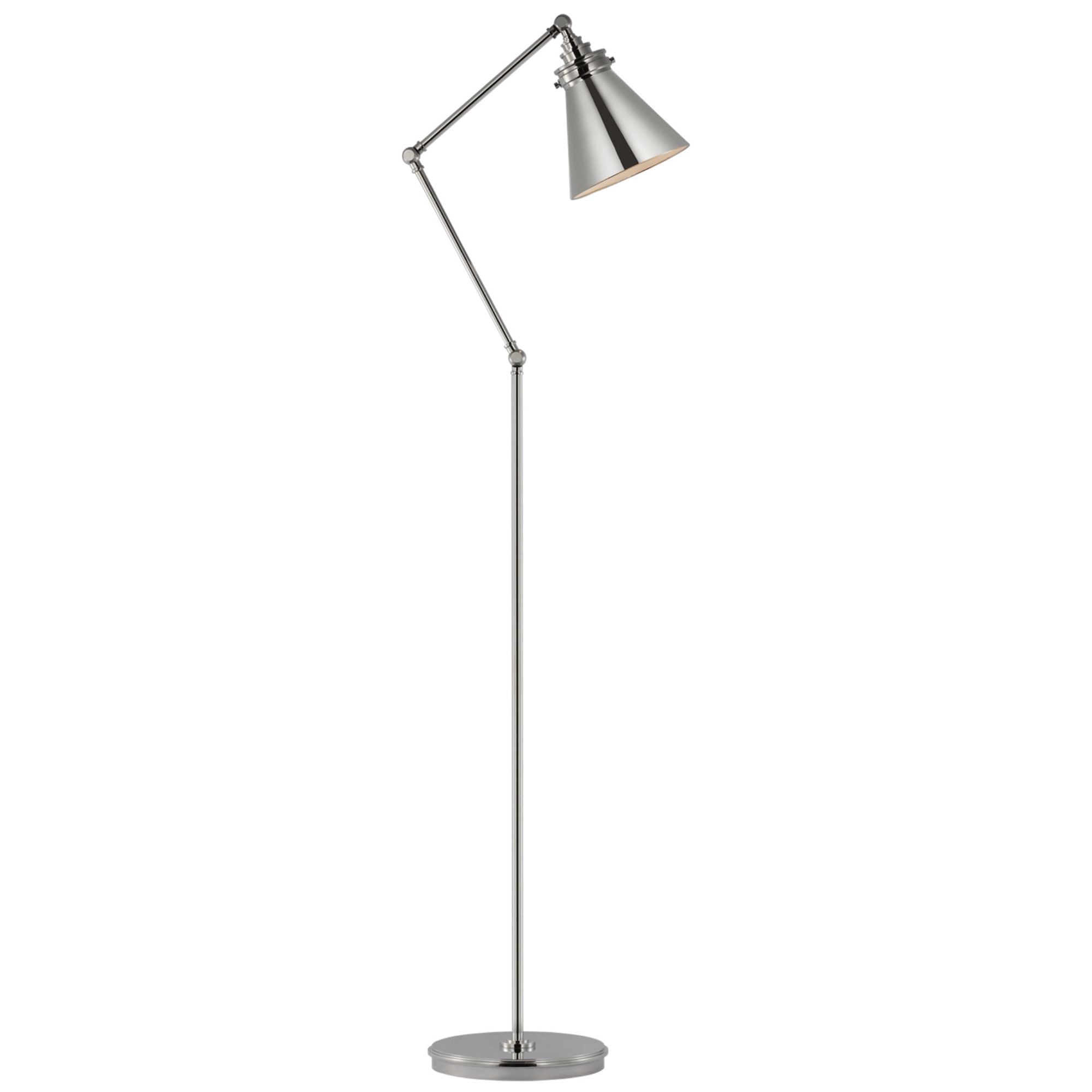 Chapman & Myers Parkington Medium Articulating Floor Lamp in Polished Nickel W10" x H48.25" - 56"