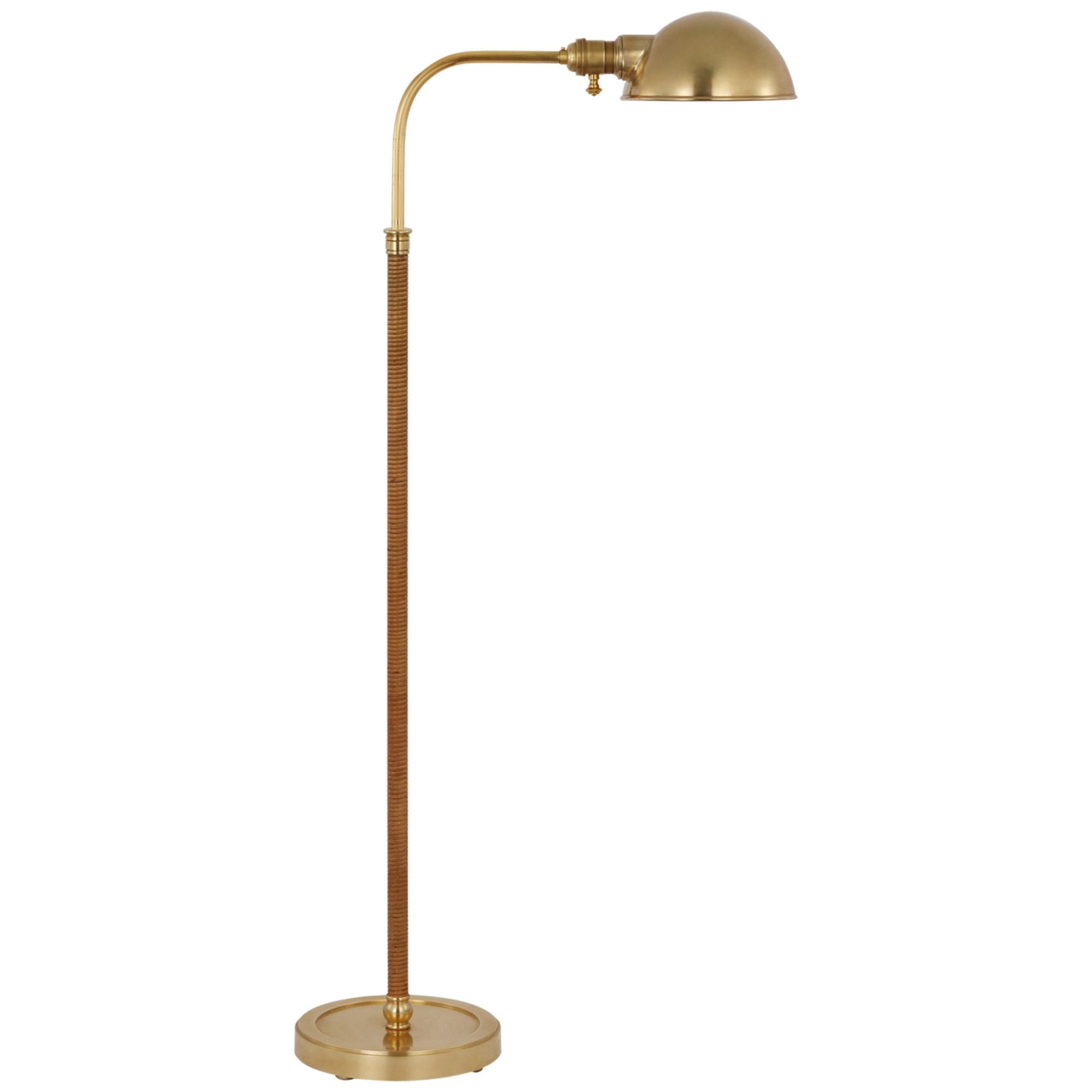 Chapman & Myers Basden Medium Pharmacy Lamp in Antique-Burnished Brass and Natural Rattan Floor Lamp W8.5" x H40.5" - 60"