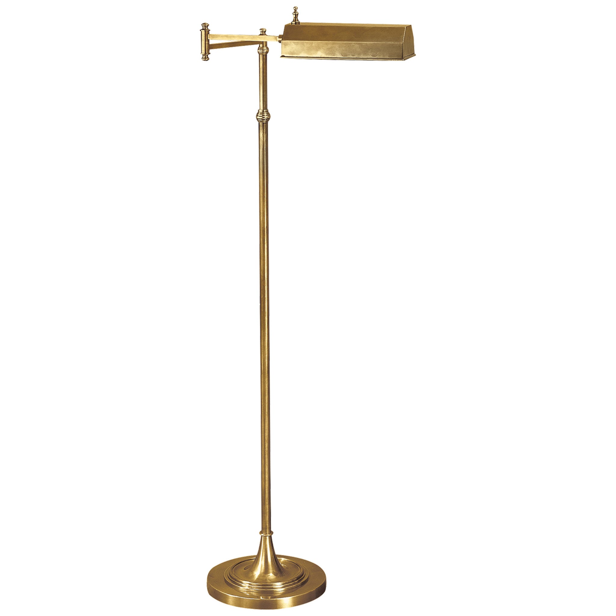 Chapman & Myers Dorchester Swing Arm Pharmacy Floor Lamp in Antique-Burnished Brass