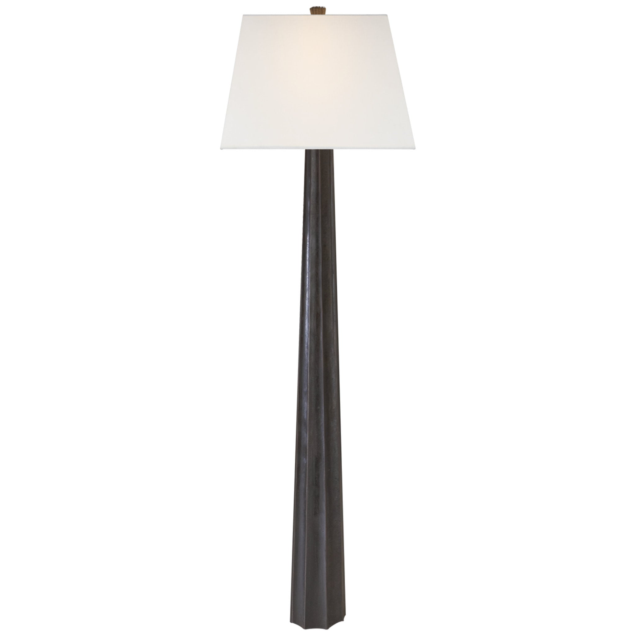 Chapman & Myers Fluted Spire Floor Lamp in Aged Iron with Linen Shade