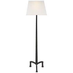 Chapman & Myers Strie Floor Lamp in Aged Iron with Linen Shade