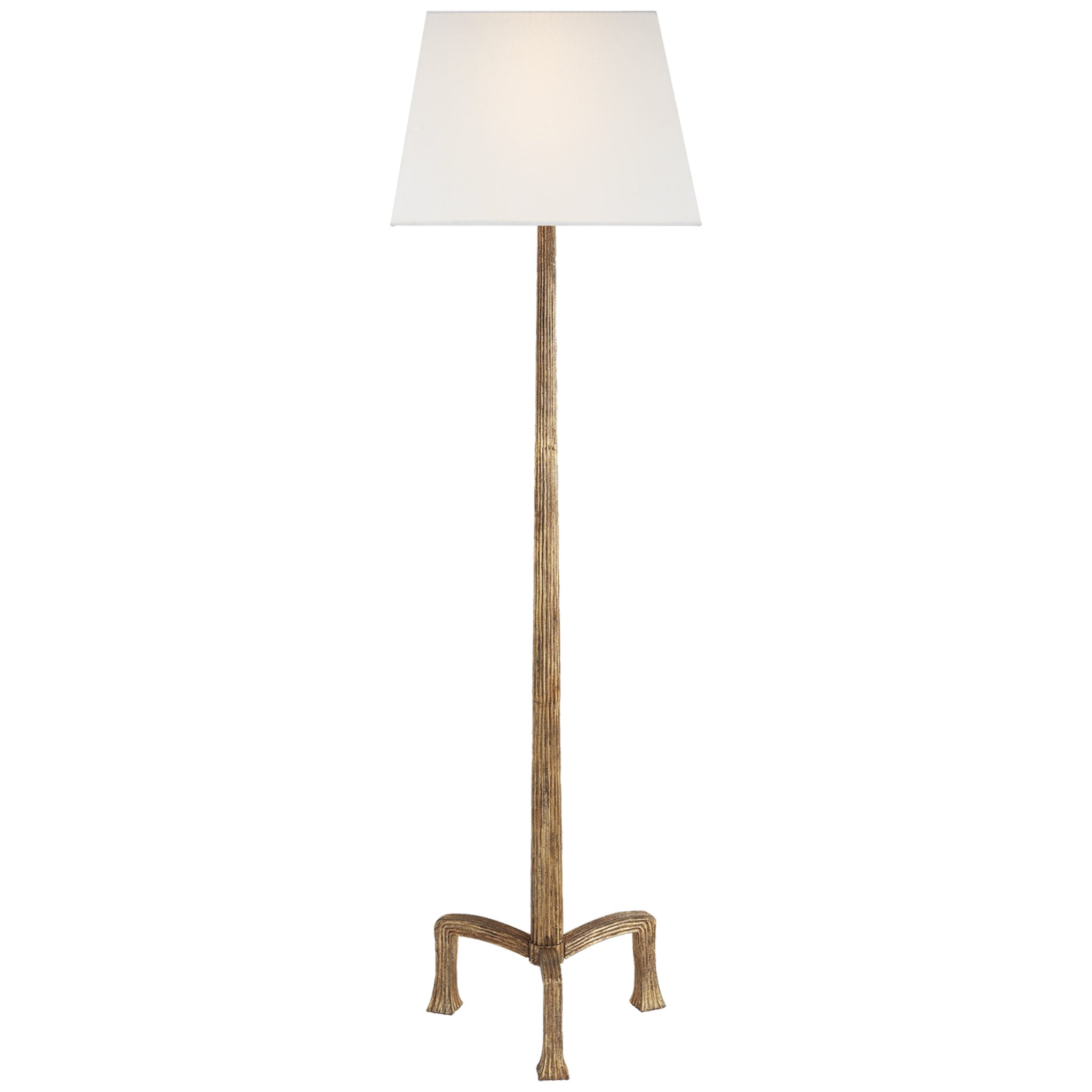 Chapman & Myers Strie Floor Lamp in Gilded Iron with Linen Shade