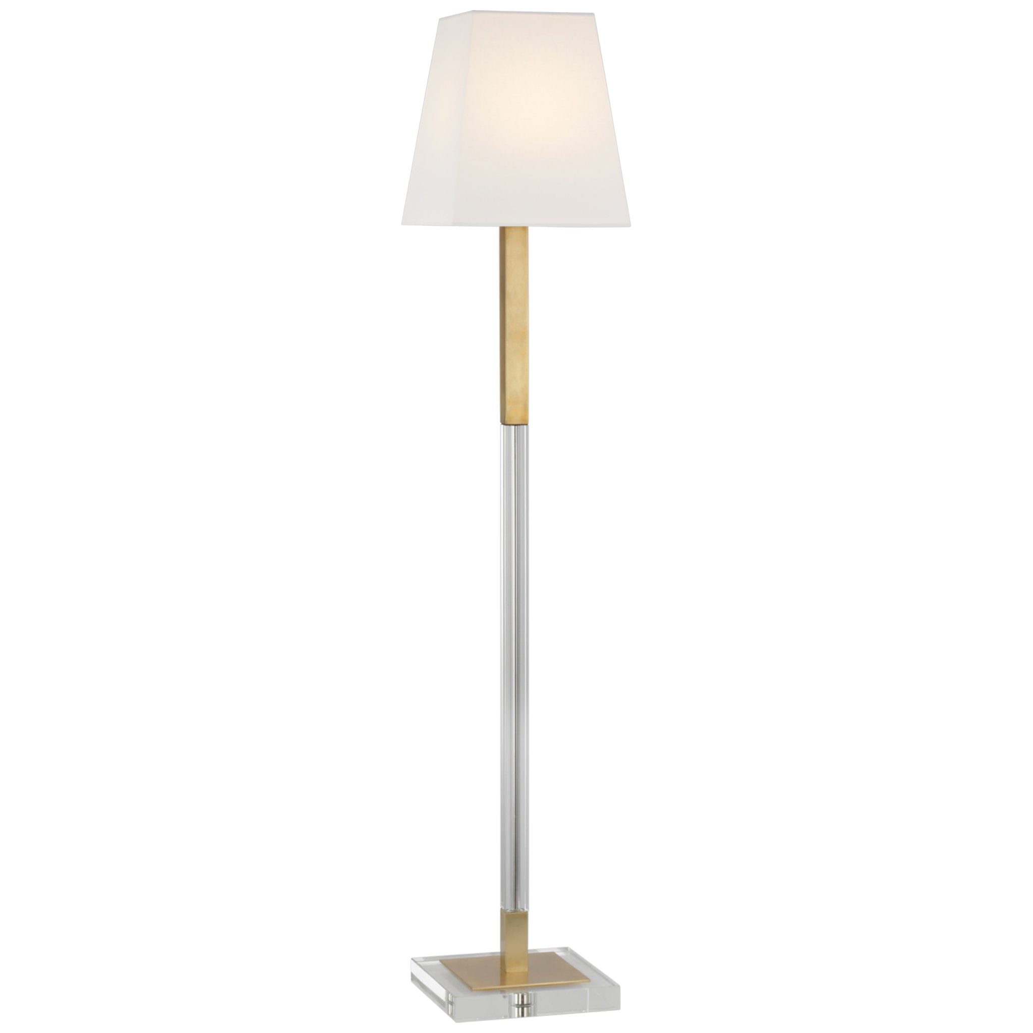 Chapman & Myers Reagan Medium Reading Floor Lamp in Antique-Burnished Brass and Crystal with Linen Shade