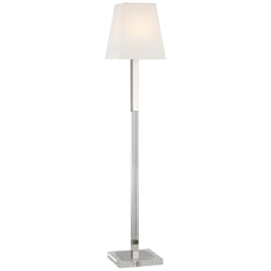 Chapman & Myers Reagan Medium Reading Floor Lamp in Polished Nickel and Crystal with Linen Shade