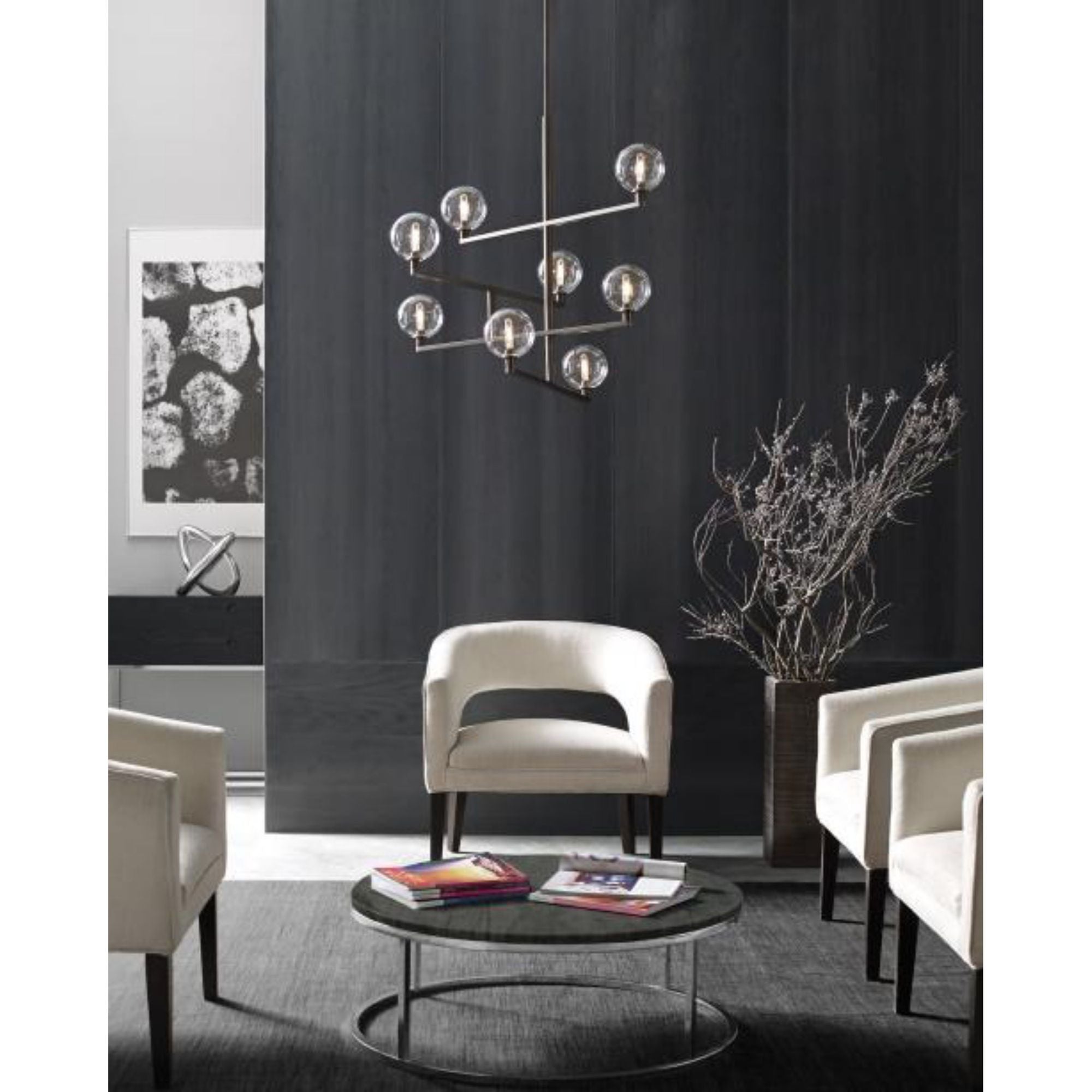 Gambit Chandelier 8-Light Nightshade Black by Sean Lavin