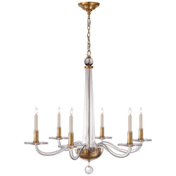 Chapman & Myers Robinson Medium Chandelier in Antique-Burnished Brass and Clear Glass
