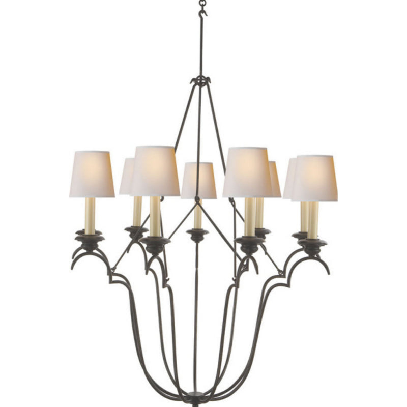 Chapman & Myers Belvedere Chandelier In Aged Iron with Natural Paper Shades