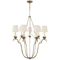 Chapman & Myers Belvedere Chandelier In Gilded Iron with Linen Shades