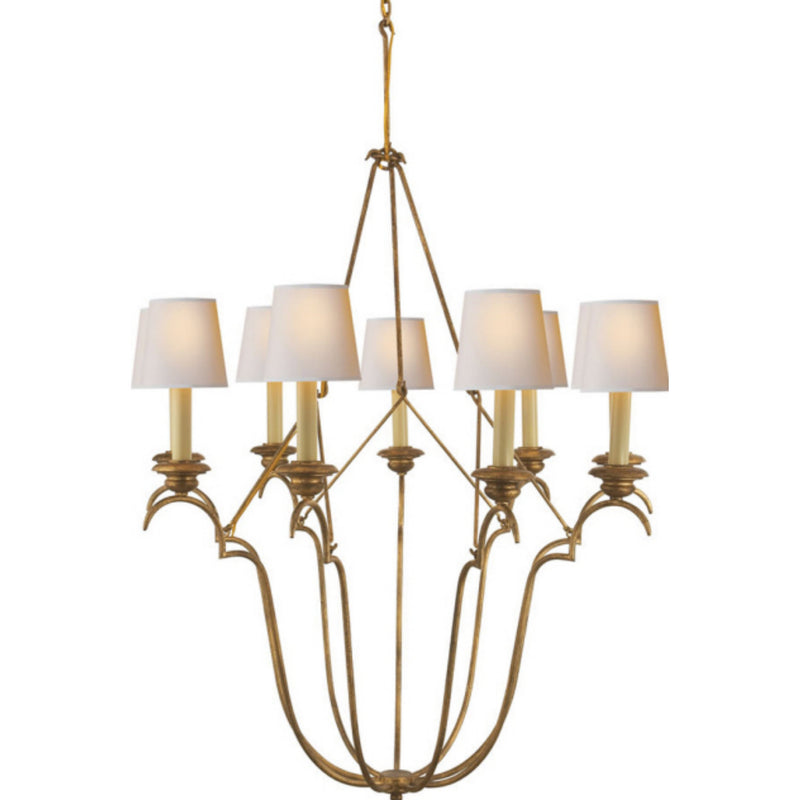 Chapman & Myers Belvedere Chandelier In Gilded Iron with Natural Paper Shades