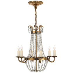 Chapman & Myers Petite Paris Flea Market Chandelier in Antique-Burnished Brass and Seeded Glass