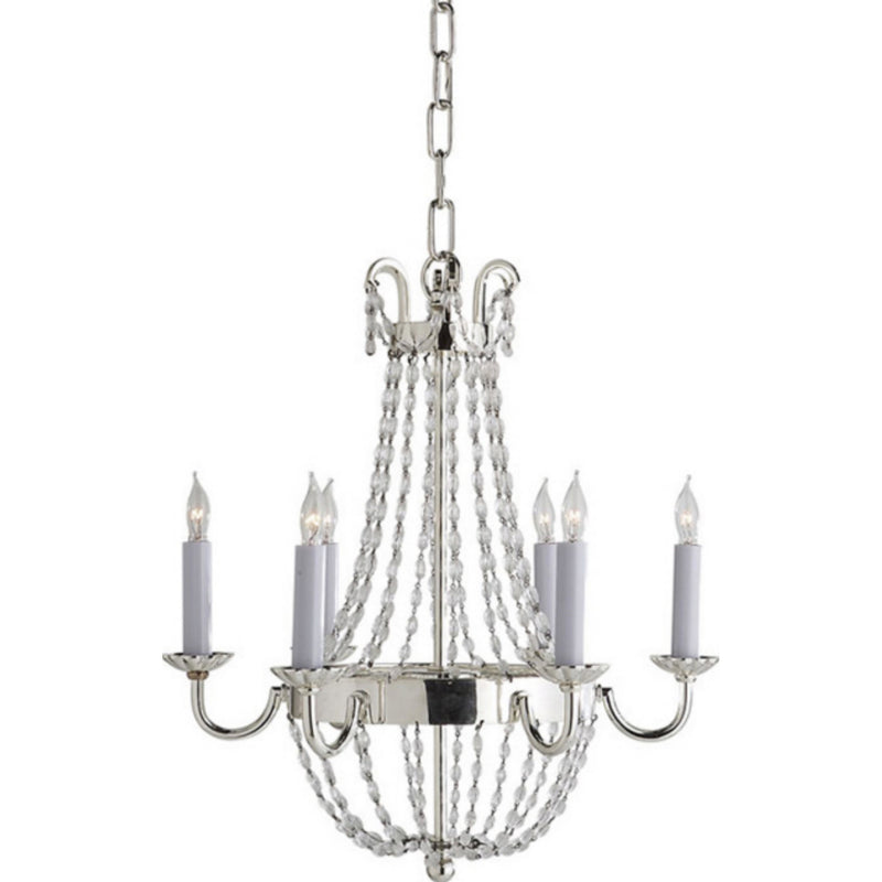 Chapman & Myers Petite Paris Flea Market Chandelier in Polished Silver and Seeded Glass
