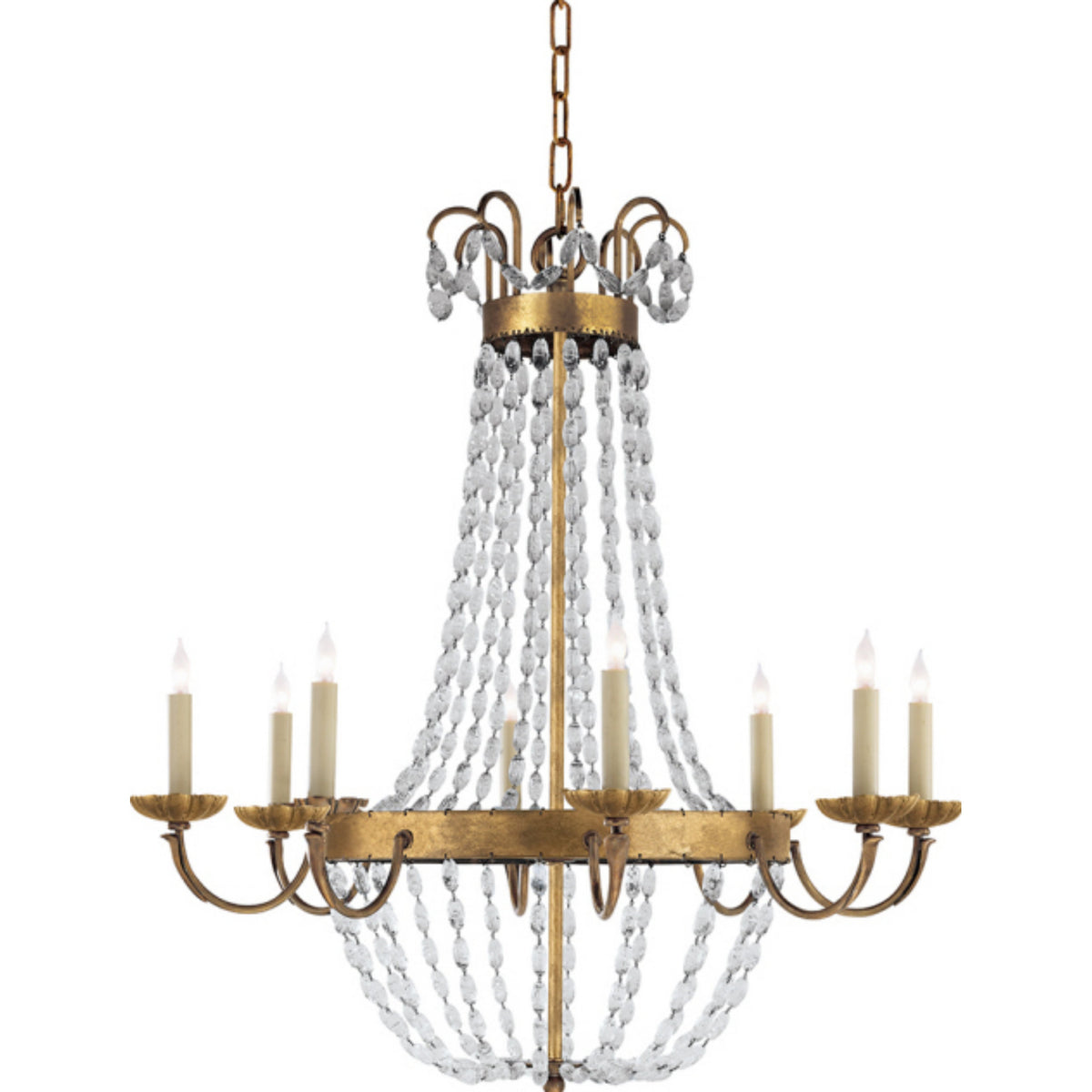 Chapman & Myers Paris Flea Market Large Chandelier in Gilded Iron with