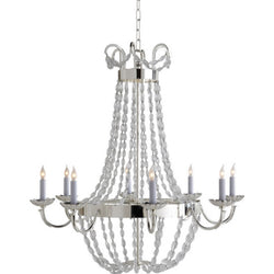 Chapman & Myers Paris Flea Market Large Chandelier in Polished Silver with Seeded Glass
