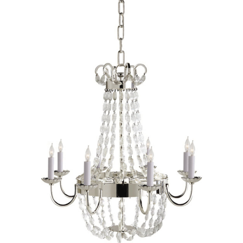 Chapman & Myers Paris Flea Market Medium Chandelier in Polished Silver and Seeded Glass