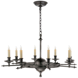 Chapman & Myers Leaf and Arrow Large Chandelier in Bronze