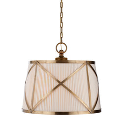 Chapman & Myers Grosvenor Large Single Hanging Shade in Antique-Burnished Brass with Linen Shade