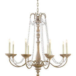 Chapman & Myers Flanders Chandelier in Belgian White with Seeded Glass Beads