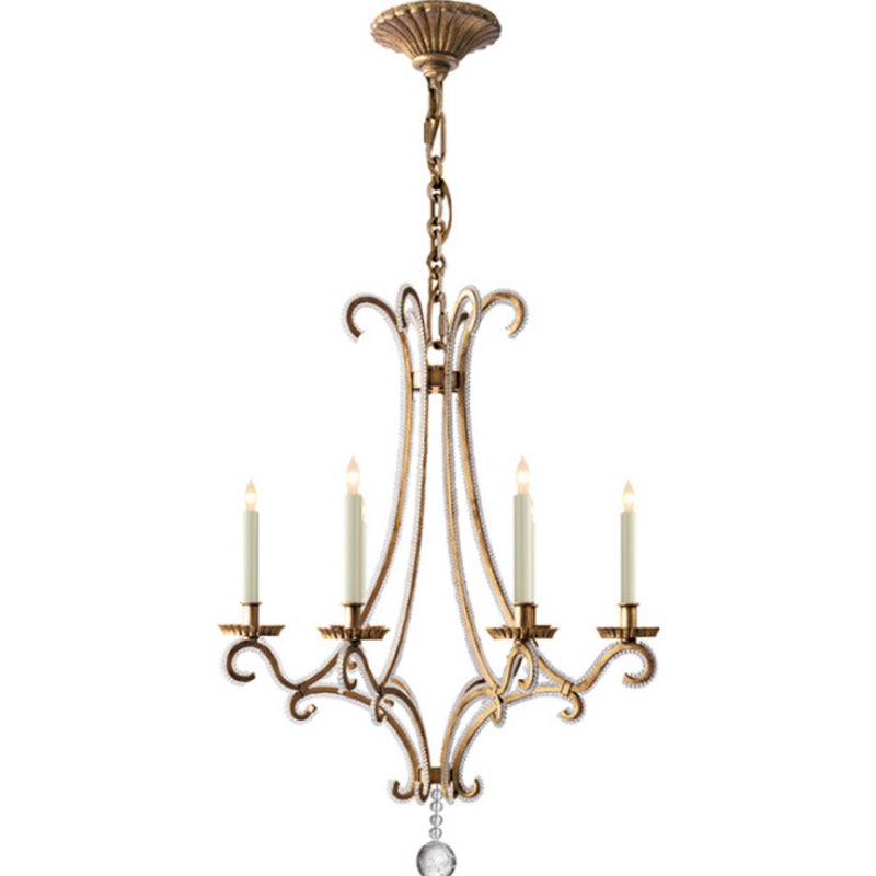 Chapman & Myers Oslo Small Chandelier in Gilded Iron with Crystal