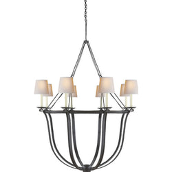 Chapman & Myers Lancaster Chandelier in Aged Iron with Natural Paper Shades