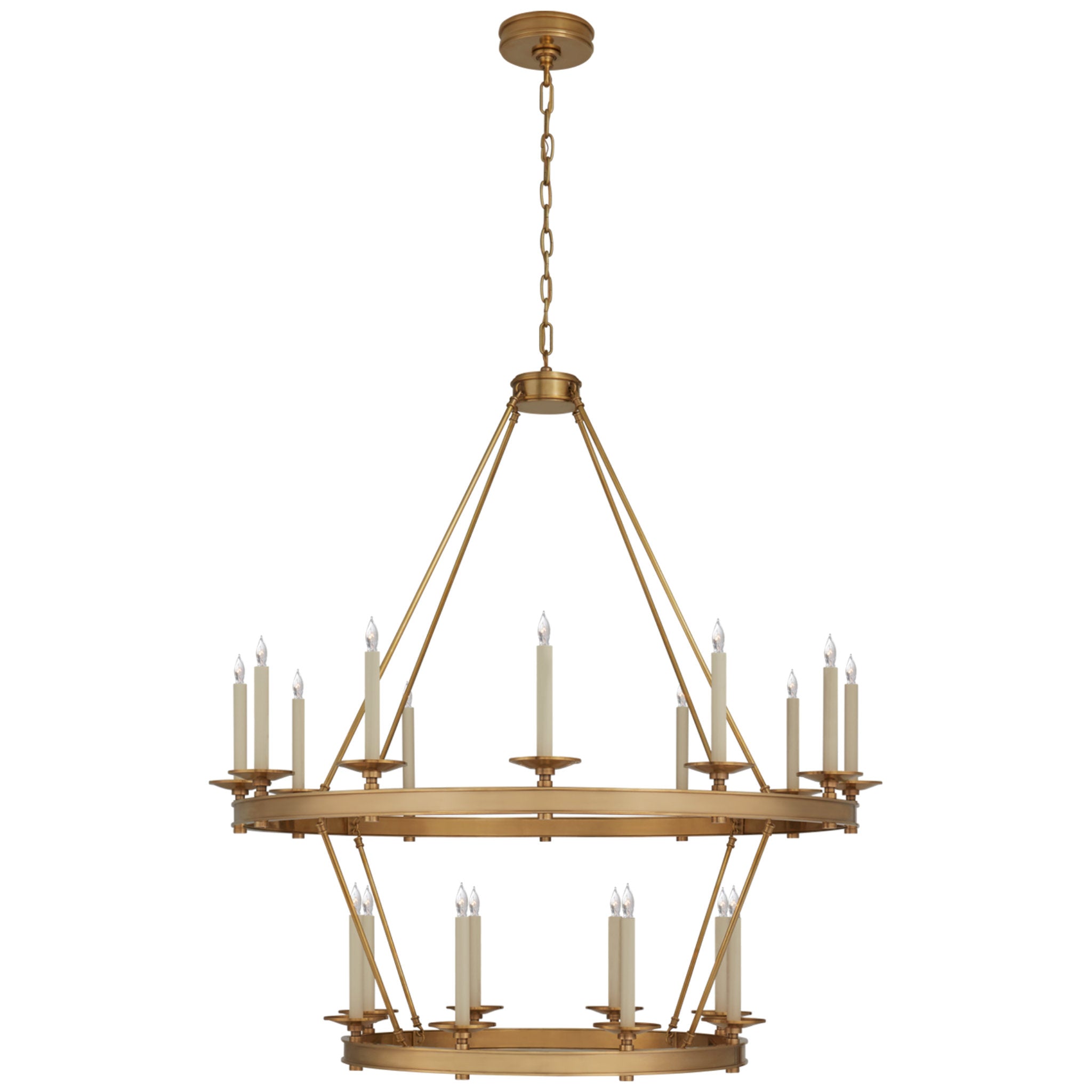 Chapman & Myers Launceton Large Two Tiered Chandelier in Antique-Burnished Brass Ceiling Light W43.25" x H47.5"