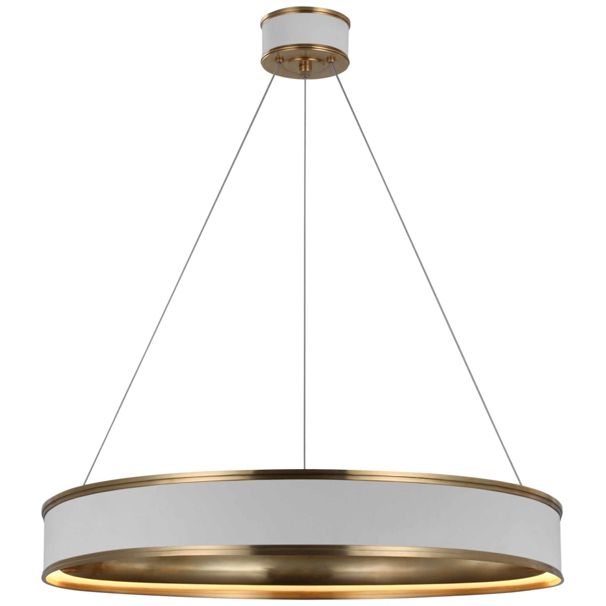 Chapman & Myers Connery 30" Ring Chandelier in Matte White and Antique-Burnished Brass Ceiling Light W30"