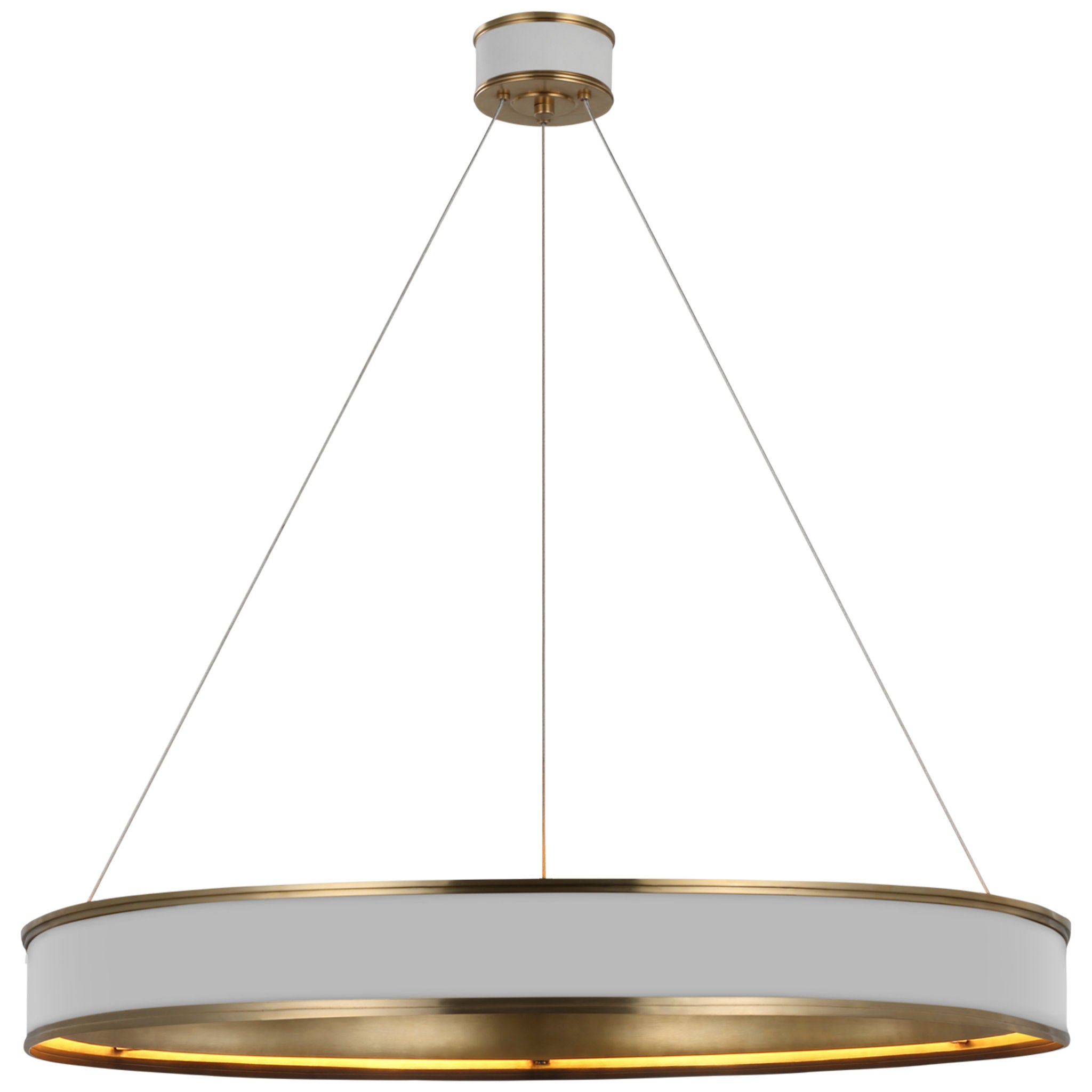 Chapman & Myers Connery 40" Ring Chandelier in Matte White and Antique-Burnished Brass