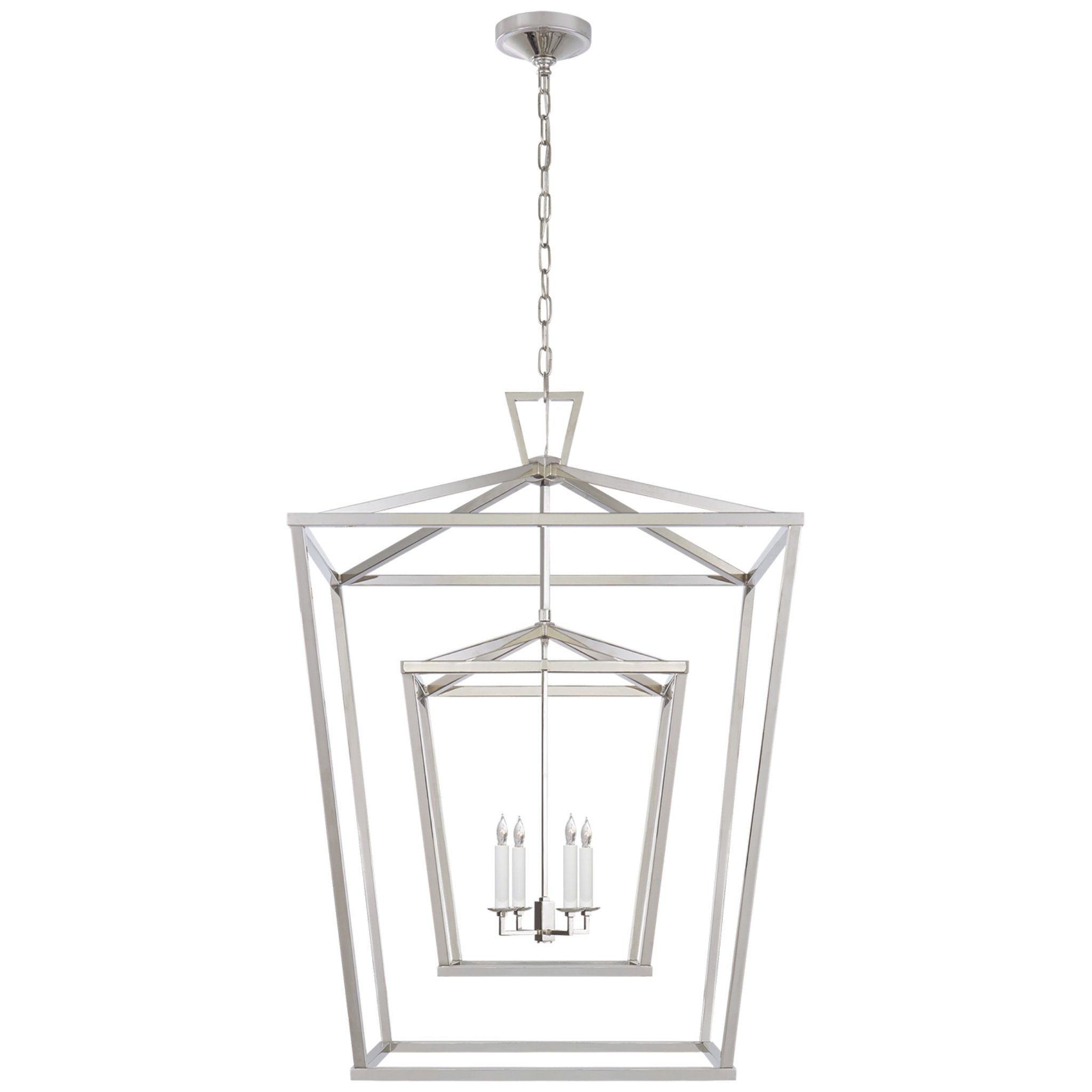 Chapman & Myers Darlana Extra Large Double Cage Lantern in Polished Nickel