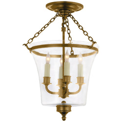 Chapman & Myers Sussex Semi-Flush Bell Jar Lantern in Antique-Burnished Brass