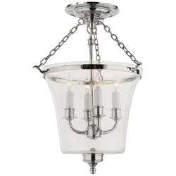 Chapman & Myers Sussex Semi-Flush Bell Jar Lantern in Polished Nickel