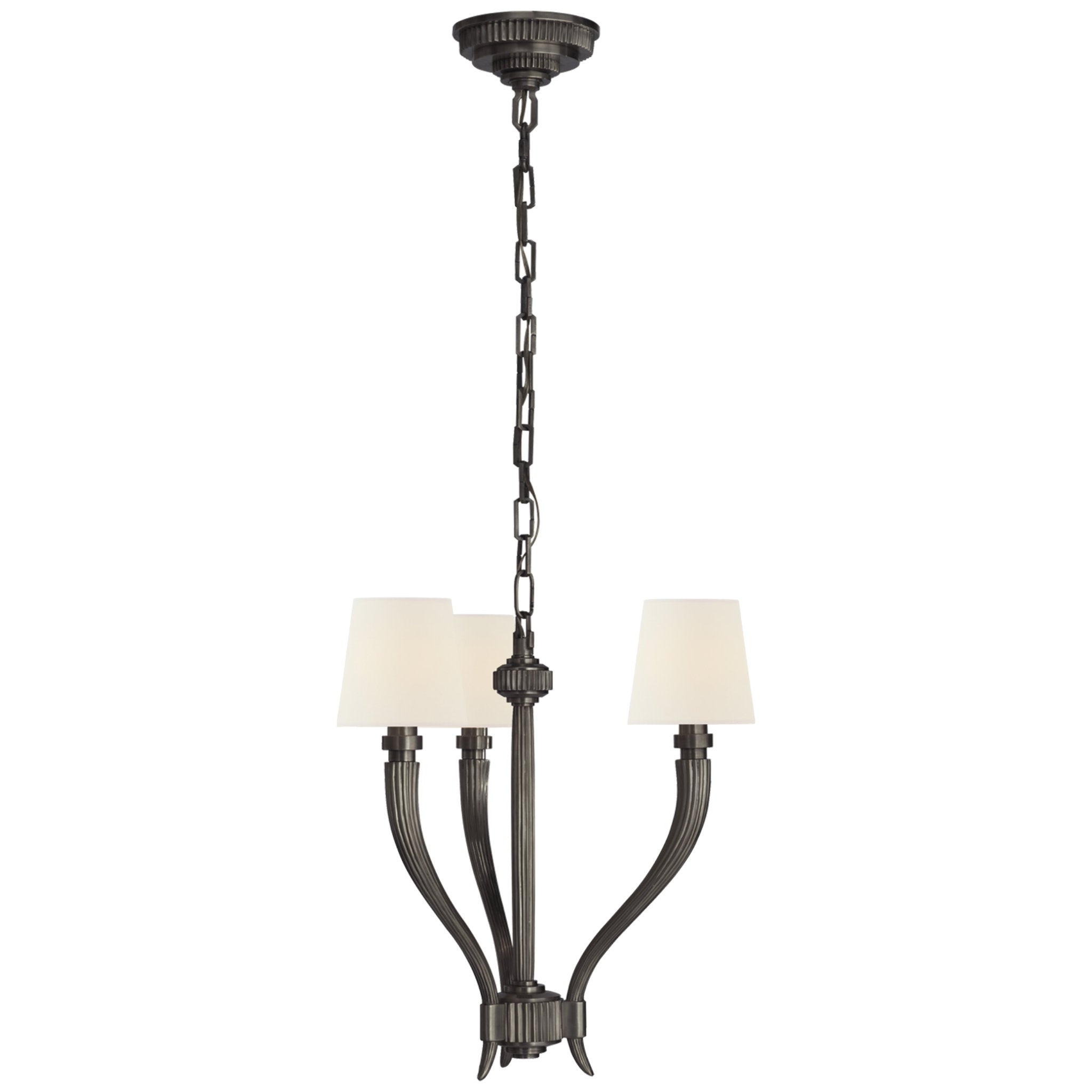 Chapman & Myers Ruhlmann Small Chandelier in Bronze with Linen Shades