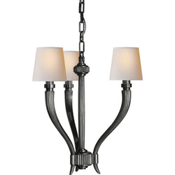 Chapman & Myers Ruhlmann Small Chandelier in Bronze with Natural Paper Shades