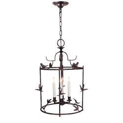 Chapman & Myers Diego Grande Classical Perching Bird Lantern in Rust with Verdis Accent