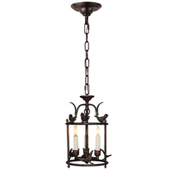 Chapman & Myers Diego Petite Classical Perching Bird Lantern in Rust with Verdis Accent