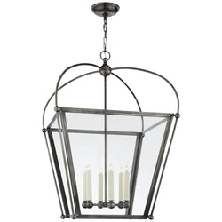 Chapman & Myers Riverside Large Square Lantern in Bronze with Clear Glass