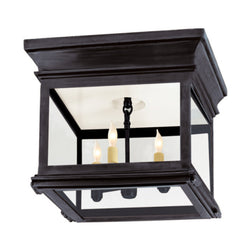 Chapman & Myers Club Small Square Flush Mount in Bronze with Clear Glass