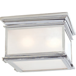 Chapman & Myers Club Large Square Flush Mount in Polished Nickel with Frosted Glass