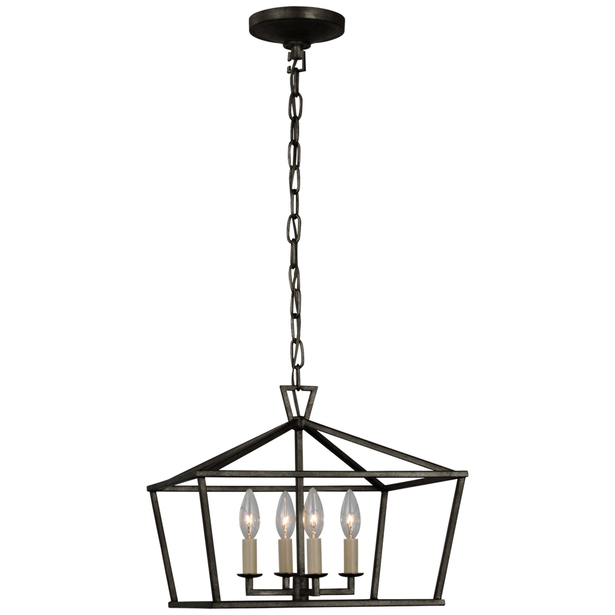 Chapman & Myers Darlana Small Wide Semi-Flush Mount Lantern in Aged Iron Ceiling Light W16" x H13.5"