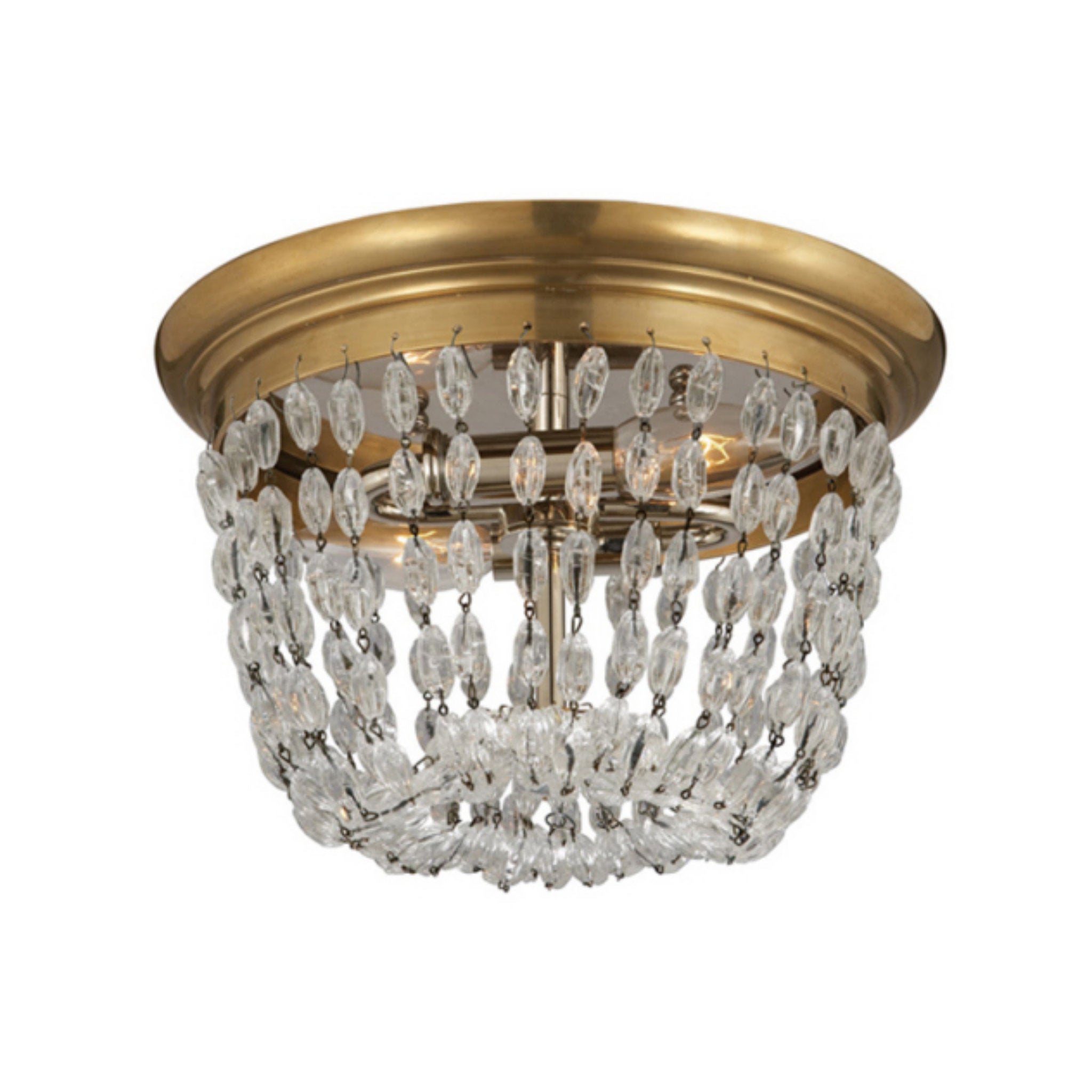 Chapman & Myers Paris Flea Market Small Flush Mount in Antique-Burnished Brass with Seeded Glass