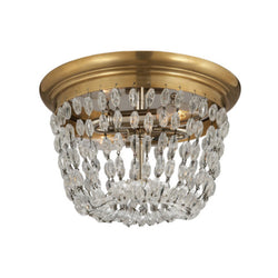 Chapman & Myers Paris Flea Market Small Flush Mount in Antique-Burnished Brass with Seeded Glass