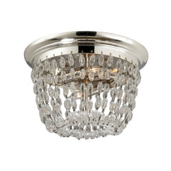Chapman & Myers Paris Flea Market Small Flush Mount in Polished Silver with Seeded Glass