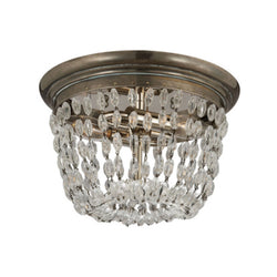 Chapman & Myers Paris Flea Market Small Flush Mount in Sheffield Silver with Seeded Glass