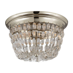 Chapman & Myers Paris Flea Market Medium Flush Mount in Polished Silver with Seeded Glass