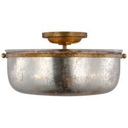 Chapman & Myers Lorford Medium Semi-Flush in Gilded Iron with Antique Mercury Glass