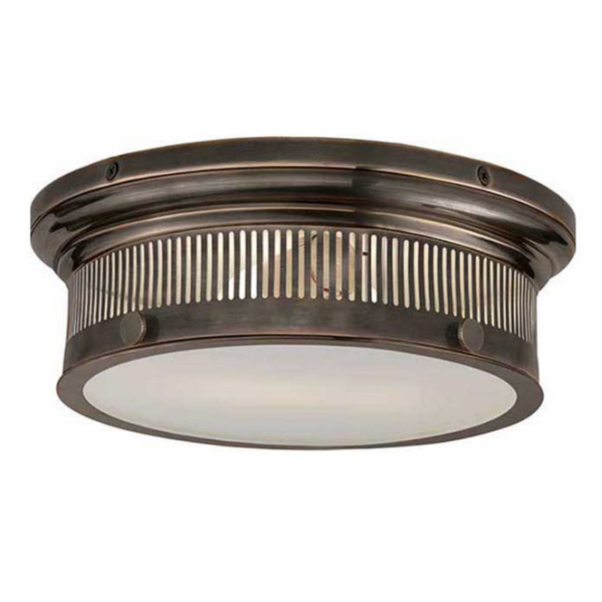 Chapman & Myers Alderly Small Flush Mount in Bronze with White Glass
