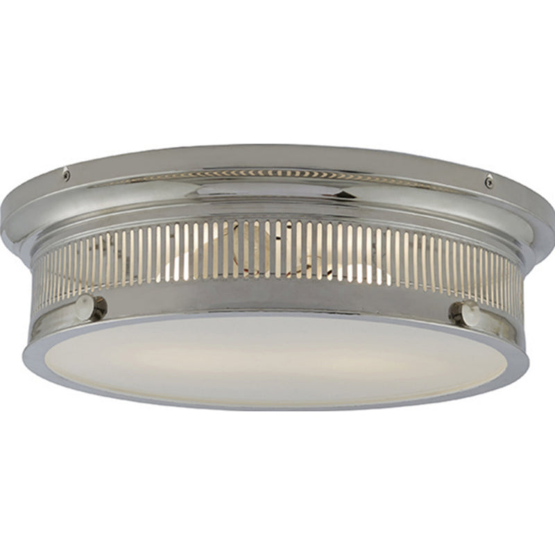 Chapman & Myers Alderly Flush Mount in Polished Nickel with White Glass